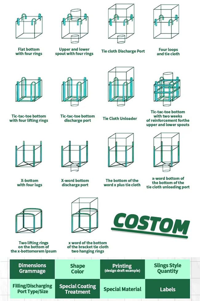 Jumbo Ton Bags Style or Custom Shape