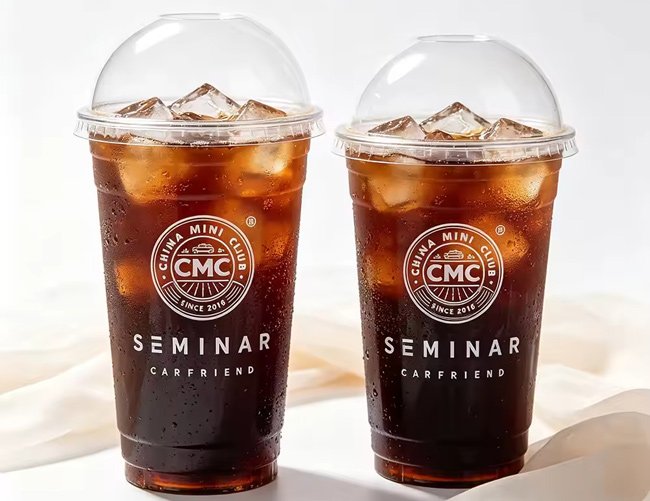 Logo Printed PET Cups for Iced Coffee with Dome Lid