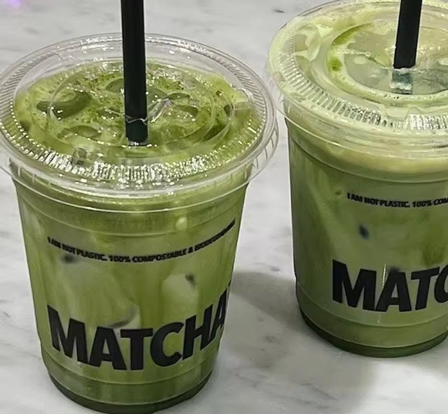 Custom Printed Clear PET Plastic Cups for Matcha Drinks