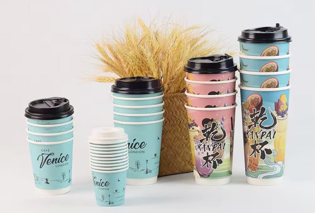 Custom Printed Double Wall Paper Cup with Sip Lid